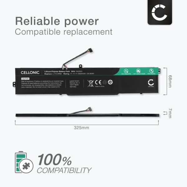 Battery for Lenovo Ideapad 330-15ICH, Ideapad 330-17ICH, Lenovo L17C3PB0, L17M3PB1 11.1V 3600mAh from CELLONIC
