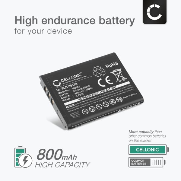 Battery for Samsung NV10 L201 L70 L83T NV15 NV20 NV8 SL201, Samsung Digimax L70B  from CELLONIC