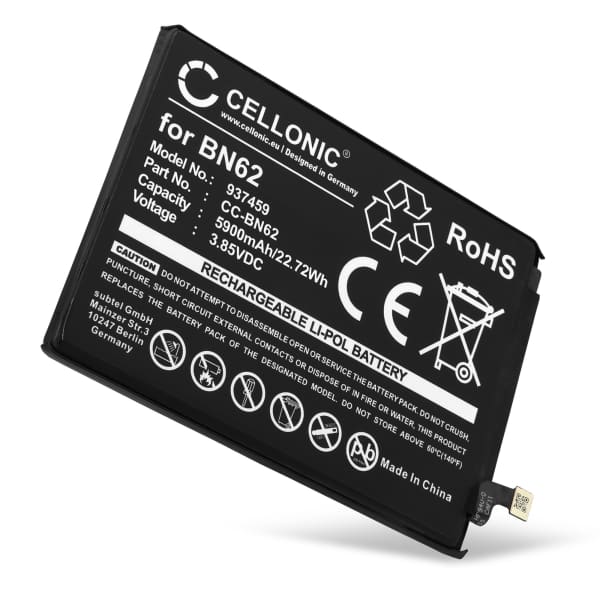 Batteria BN62 compatibile con Xiaomi Redmi Note 9, Poco M3, BN62 5900mAh Ricambi CELLONIC Batteria BN62 compatibile con Xiaomi Redmi Note 9, Poco M3, BN62 5900mAh Ricambi CELLONIC