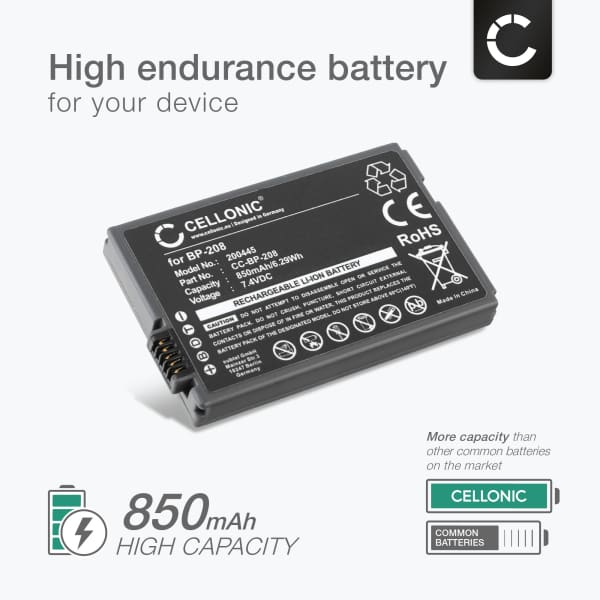 Battery for Canon DC100 DC201 DC95 DC10 DC20 DC210 DC21 BP-208,BP-208DG (700mAh, 7.4V) from CELLONIC