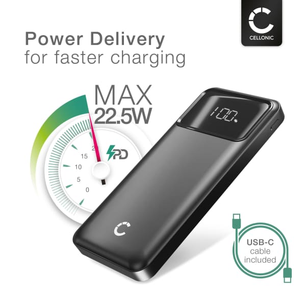 Power Bank 10000mAh Mit 4 Eingebauten Kabeln – 22,5W Schnellladung, 6 Ausgänge, LED Display Für IPhone, Samsung & Mehr