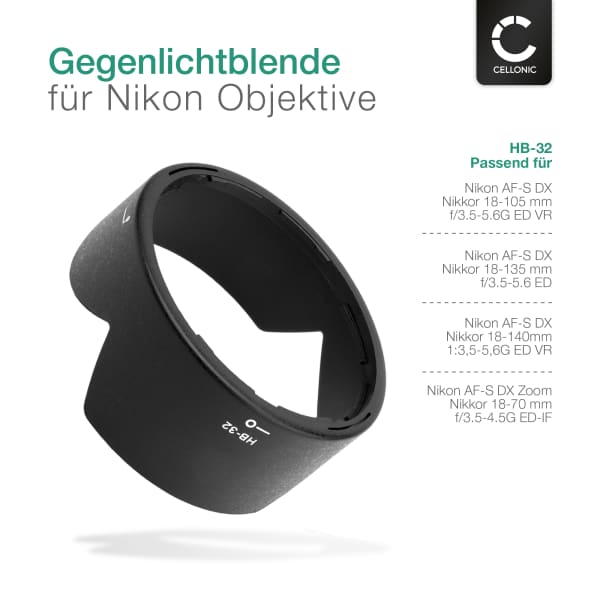 Gegenlichtblende Für Nikon Objektive – Kompatibel Mit AF-S DX 18-70, 18-105, 18-135, 18-140 Mm