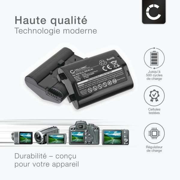 Batterie Nikon EN-EL4 / EN-EL4a Remplacement - 1800mAh / 19.9Wh - Compatible D2, D3, D3S, D3X, F6 - 4