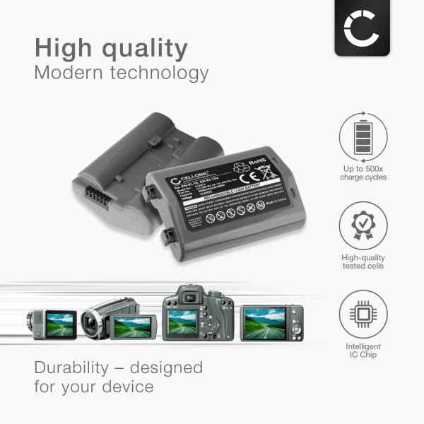 2x Akku kameraan Nikon D850, D5, D810, D800, D4, D4s, D6, D800E, D810A, MB-D17, D810E - EN-EL18 EN-EL18a ENEL18a (2600mAh, 10.8V) tuotemerkiltä subtel