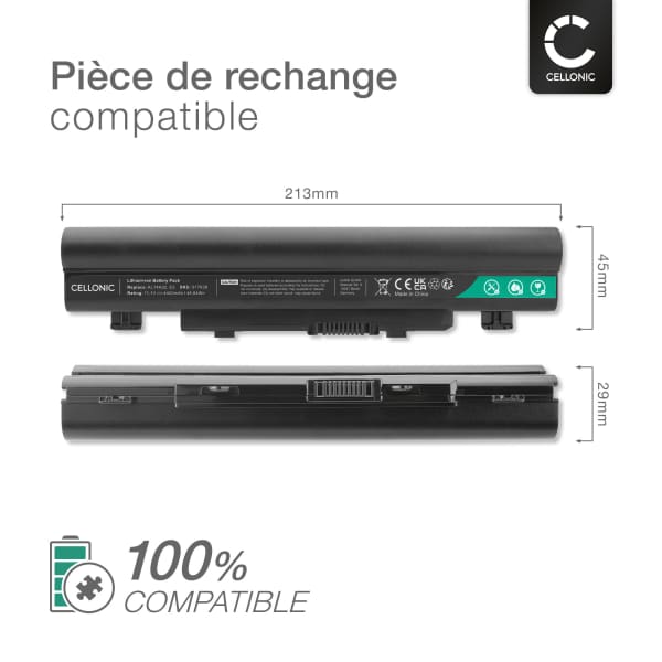 Batterie pour Acer Aspire E15, E1-571, E14, E5-571P, E1-571, E5-411, E5-411G, Extensa EX2509, EX2510, EX2510G, E5 AL14A32, AL14A32 11.1V 4400mAh de CELLONIC