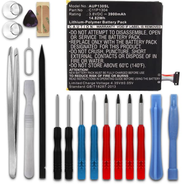 Batteria C11P1304 per tablet ASUS MeMO Pad HD 7 ME173X Ricambio 3900mAh + Set di strumento Sostituzione ottimale con strumenti di precisione per smontaggio facile Batteria C11P1304 per tablet ASUS MeMO Pad HD 7 ME173X Ricambio 3900mAh + Set di strumento Sostituzione ottimale con strumenti di precisione per smontaggio facile