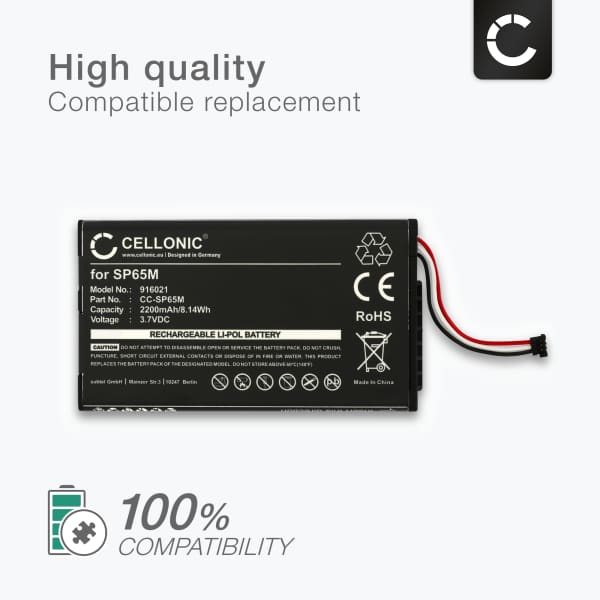 Akku pelikonsoliin Sony PS Vita (PCH-1000 / PCH-1004) / PS Vita (PCH-1100 / PCH-1104) - 2200mAh, 3.7V, Litiumpolymeeri, SP65M vaihtoakku