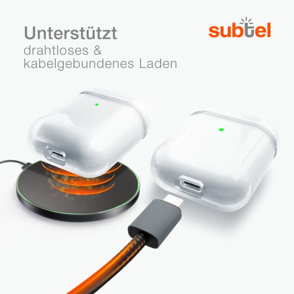 Subtel AirPods Schutzhülle Matt Blau – Kompatibel Mit Gen. 1 & 2, Silikon, Stoß- & Kratzfest