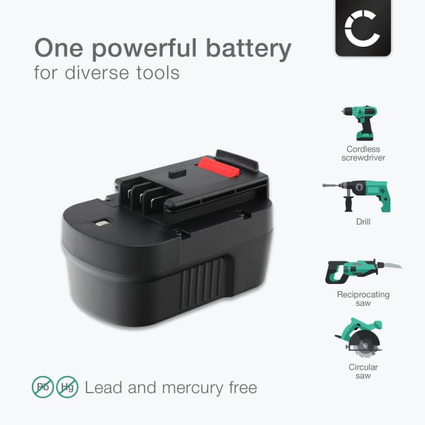 2x Battery for Black & Decker RD1440K, AST214XC, BDG14SF, BDGL1440, BDGL14K-2, CD142SK Cordless Tools - 3Ah 14.4V NiMH A14, A1714, A9251, A144, A14F, A14NH Battery Replacement