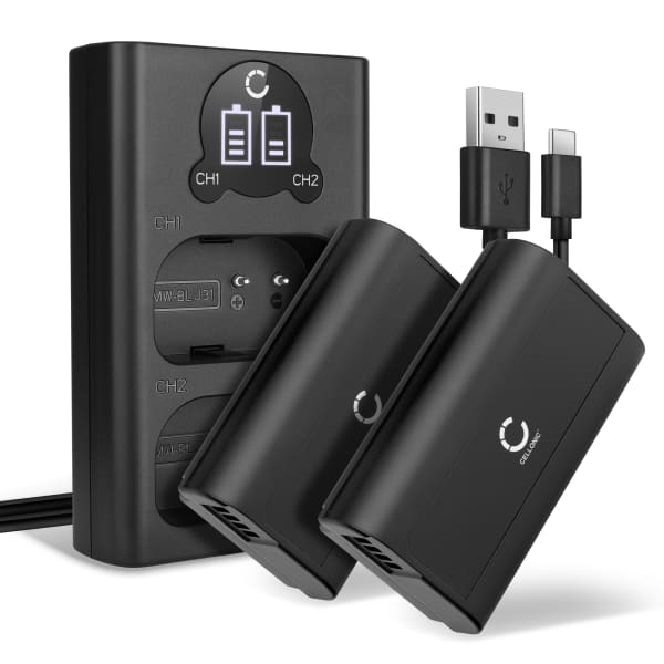 2x Batería para cámaras - DMW-BLJ31 2200mAh + Cargador Doble DMW-BTC14E Batería de repuesto 2x Batería para cámaras - DMW-BLJ31 2200mAh + Cargador Doble DMW-BTC14E Batería de repuesto