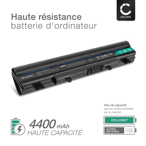 Batterie pour Acer Aspire E15, E1-571, E14, E5-571P, E1-571, E5-411, E5-411G, Extensa EX2509, EX2510, EX2510G, E5 AL14A32, AL14A32 11.1V 4400mAh de CELLONIC