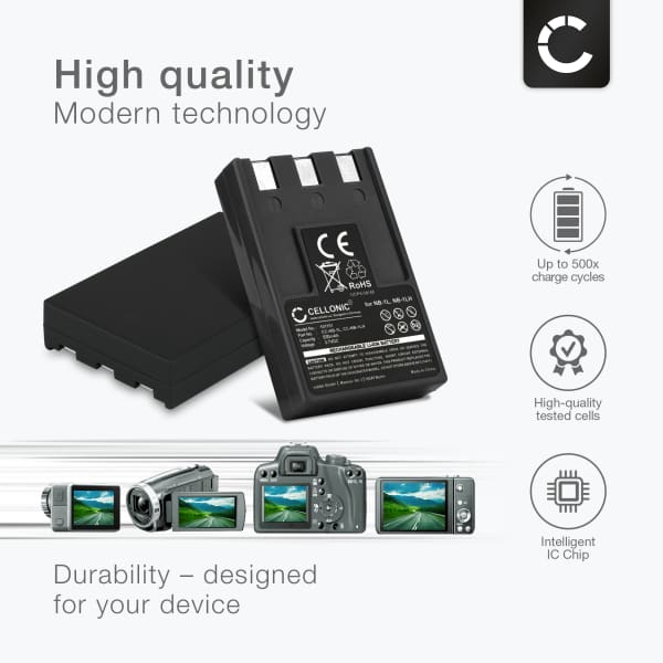 2x Akku kameraan Canon Digital IXUS 300 330 400 430 500 IXUS V2 V V3 PowerShot S100 Digital ELPH - NB-1LH (830mAh, 3.7V) tuotemerkiltä CELLONIC