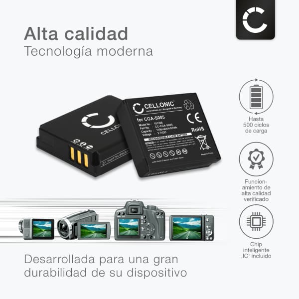 Batería De CGA S005 S005E Para Panasonic Lumix, DMW BCC12, FS2, FX1