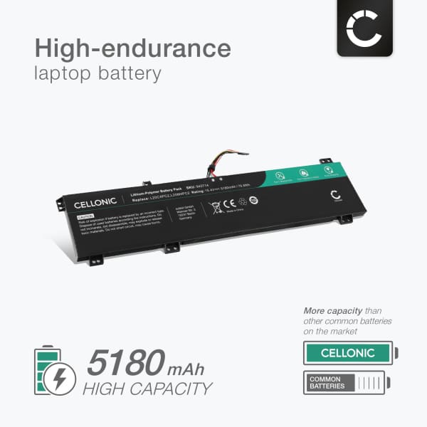 Akku tietokoneeseen Lenovo Legion 5 17ACH6H, 5 17ACH6, 5 17ITH6H, 5 17ITH6, L20C4PC2, 5B11B53885 - 15.4V 5180mAh tuotemerkiltä CELLONIC