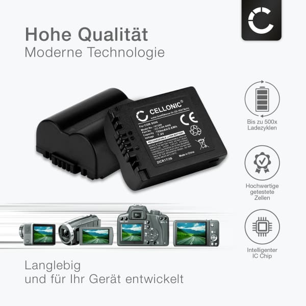 EXTENSILO Akku Für Panasonic Kamera – 750 MAh, 7,2 V, Li-Ion, Ersetzt CGA-S006, CGR-S006