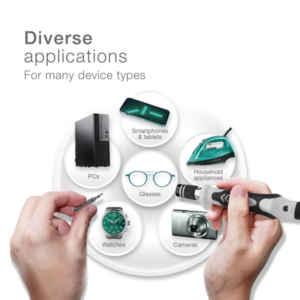 Ruuvimeisselisarja 122 osaa, ruuvimeisseli, irtokärjet ja avaustyökalut - phillips, ura, torx, imukuppi, pinsetit ynm. Tarkkuustyökalut säilytyslaatikossa