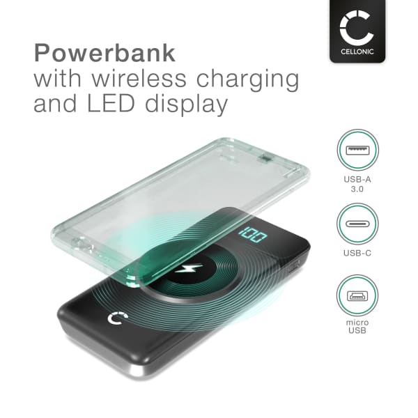 Wireless Powerbank 10000mAh - Magnetic MagSafe QI USB C, Micro USB PD 22.5W Portable Charger for Apple iPhone, Samsung Galaxy, Huawei, Switch, Phone, Tablet