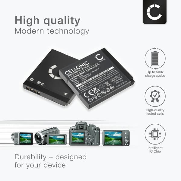2x Akku + Laturi kameraan Panasonic Lumix S5 S1 S2 FT30 SZ1 FS16 FS35 SZ7 TS20 FS40 DMWBCK7 - DMW-BCK7 NCA-YN101H (700mAh, 3.6V) tuotemerkiltä CELLONIC