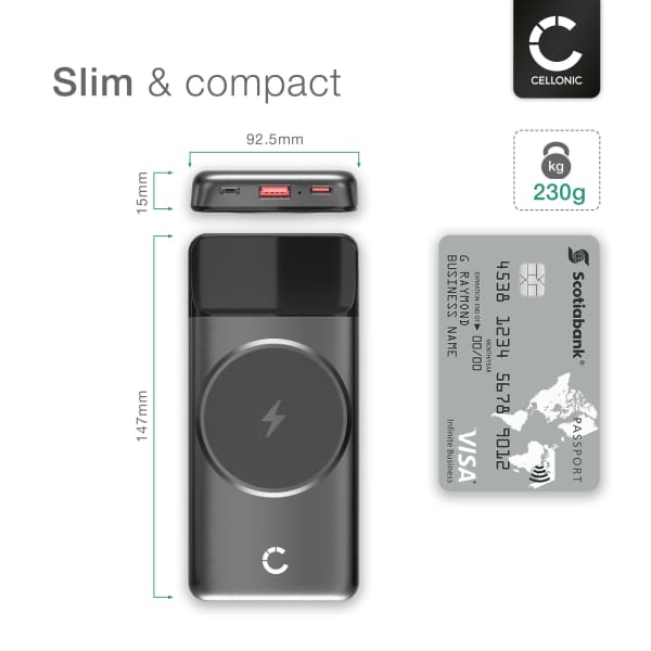 Wireless Powerbank 10000mAh - Magnetic MagSafe QI USB C, Micro USB PD 22.5W Portable Charger for Apple iPhone, Samsung Galaxy, Huawei, Switch, Phone, Tablet