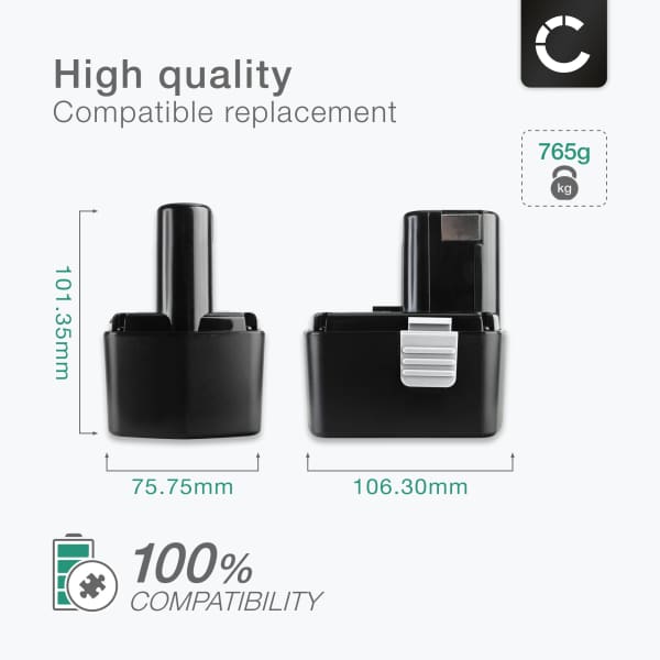 Battery for Hitachi DS 14DVF3, WH 14DSL, G 14DL, WR 14DL, DS18DVF3, DH 14DL, EB14B, EB1414S 14.4V  NiMH 3300mAh from CELLONIC