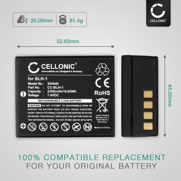 Battery for Olympus OMD EM1 Mark II, Mark III, E-M1X, BLH-1 2250mAh from CELLONIC