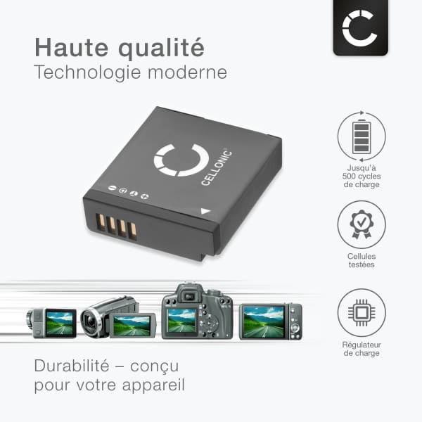 Batterie pour Panasonic Lumix GM1, GM5, DMC LX15, GX800, GF7, GX880, BLH7 600mAh de CELLONIC