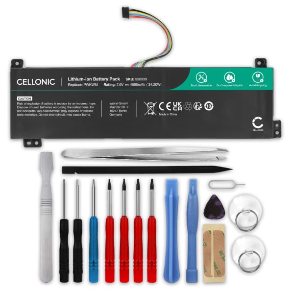 Battery for Lenovo V130-15IGM, 15IKB, V330-14IKB, 15IKB, 15ISK V530-14IKB, 15IKB 7.6V 4500mAh + Tool-kit from CELLONIC Battery for Lenovo V130-15IGM, 15IKB, V330-14IKB, 15IKB, 15ISK V530-14IKB, 15IKB 7.6V 4500mAh + Tool-kit from CELLONIC