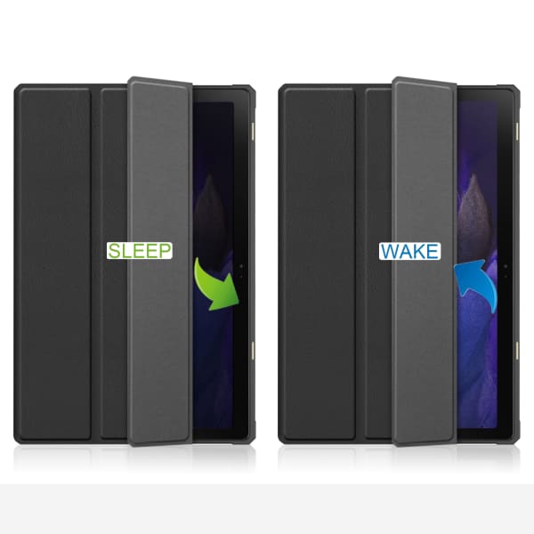 Cover protezione per tablet Samsung Galaxy Tab A8 SM-X200 / SM-X205 Socca piegabile con funzione di supporto e bumper in Similpelle nero case a libro, scocca etui custodia astuccio