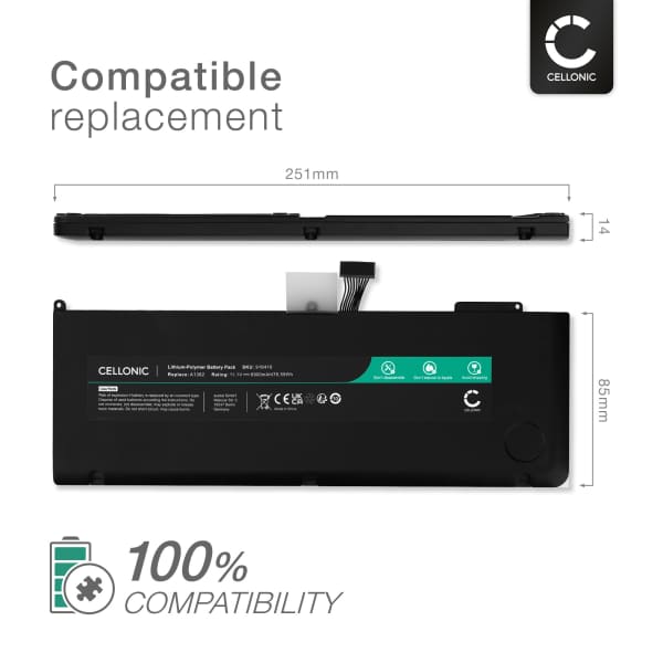 Battery for Apple MacBook Pro 15 - A1286 2011-2012, A1382, 661-5844, MC721LL/A 10.95V 6900mAh from CELLONIC Battery for Apple MacBook Pro 15 - A1286 2011-2012, A1382, 661-5844, MC721LL/A 10.95V 6900mAh from CELLONIC