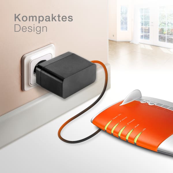 Aukru 12V 2A Netzteil Für AVM FRITZ!Box – Kompatibel Mit Vielen Modellen (7390, 3270, 6360, 7270 Usw.), 150 Cm Kabel, Schwarz