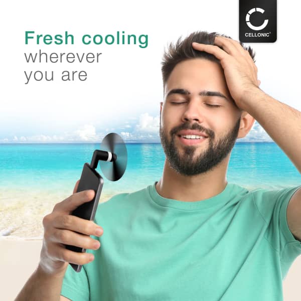 CELLONIC USB C Phone Fan for Smartphone, Mobile Phone, Tablet, Switch - Cute & Powerful Type C OTG Plug In Mobile Fan - Mini, Portable Travel Fan - turquoise
