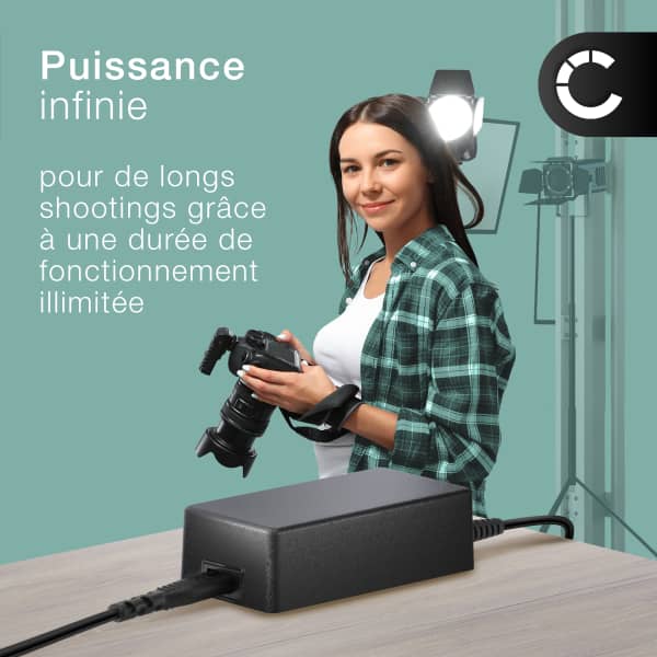 Chageur AC Panasonic Lumix DC-GH5 II DC-S5 G9 GH5 GH5S - Dummy Battery DMW-AC8 + DMW-DCC17 avec Câble de ca 3m de subtel