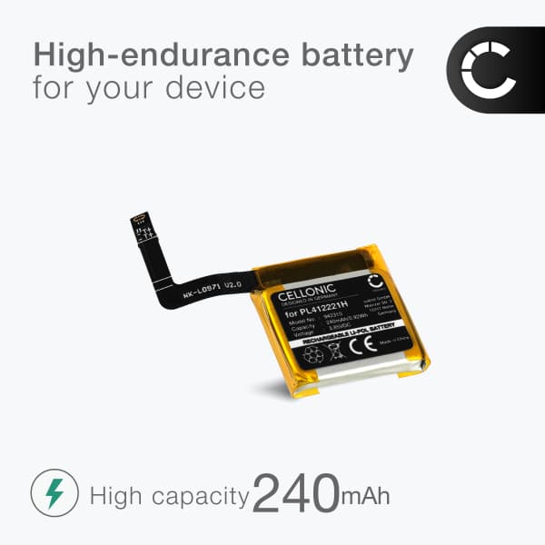 Akku - Amazfit GTS 1, GTS 1S, C17, A1913, A1914 - PL412221H (240mAh) Vaihtoakku