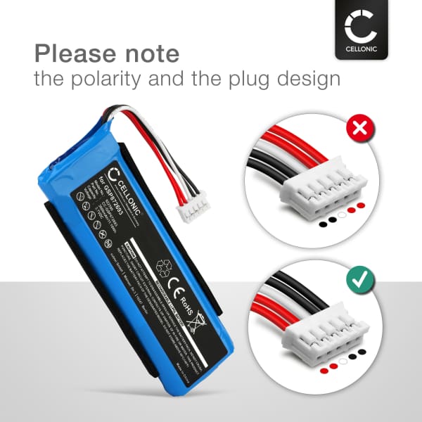Battery for JBL Flip 3, GSP872693, P763098 03 3000mAh from CELLONIC