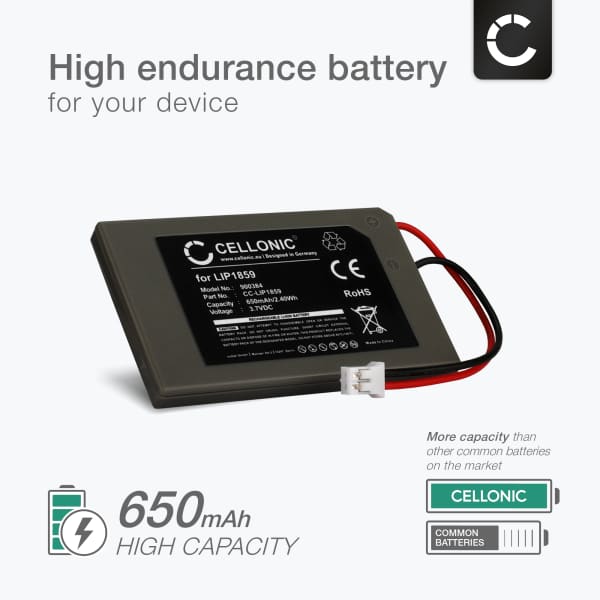 2x LIP1859,LIP1472 Battery for Sony PlayStation 3 SIXAXIS Controller (PS3 SIXAXIS CECHZC1E,CECHZC1H,CECHZC1J,CECHZC1U) Handheld Console Gaming Controller Battery Replacement - 650mAh 3.6V - 3.7V Lithium Ion + Tool-kit