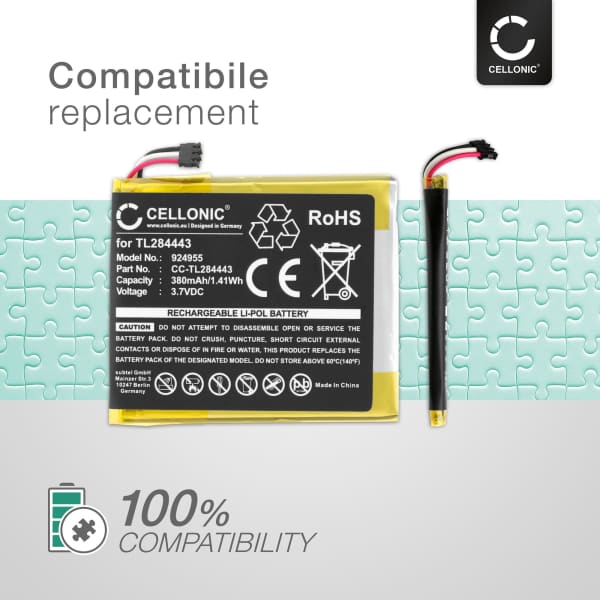 Battery for Nest Learning Thermostat 3rd Generation, 2nd Generation, Nest Thermostat E, Nest TL284443 380mAh from CELLONIC