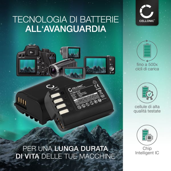 2x Batteria DMW-BLK22 per fotocamera Panasonic Lumix DC-GH5 II DC-GH6 DC-S5 G9 GH5 GH5S Affidabile ricambio da 1600mAh, marca CELLONIC + Caricabatterie Doppio