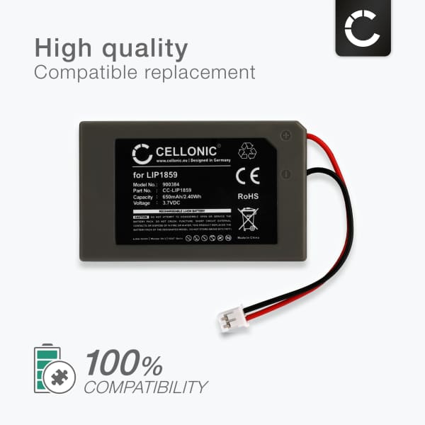LIP1859,LIP1472 Battery for Sony PlayStation 3 SIXAXIS Controller (PS3 SIXAXIS CECHZC1E,CECHZC1H,CECHZC1J,CECHZC1U) Handheld Console Gaming Controller Battery Replacement - 650mAh 3.6V - 3.7V Lithium Ion