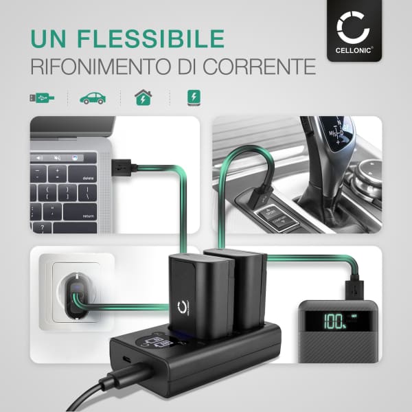 2x Batteria DMW-BLK22 per fotocamera Panasonic Lumix DC-GH5 II DC-GH6 DC-S5 G9 GH5 GH5S Affidabile ricambio da 1600mAh, marca CELLONIC + Caricabatterie Doppio