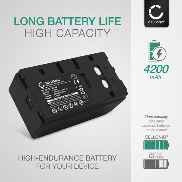 Battery for Sony CCD-F55, CCD-380, CCD-TR2000, CCD-F35, CCD-20061, CCD-V900, CCD-V5000 NP-66 (4200mAh, 6V) from CELLONIC