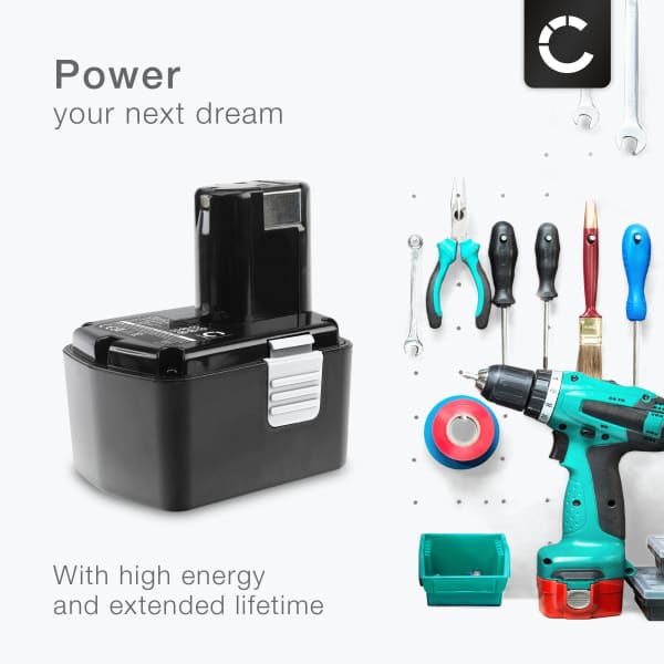 Battery for Hitachi DS 14DVF3, WH 14DSL, G 14DL, WR 14DL, DS18DVF3, DH 14DL, EB14B, EB1414S 14.4V  NiMH 3300mAh from CELLONIC