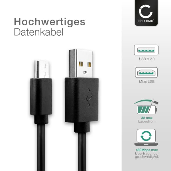 CELLONIC USB Kabel 1 M – Micro-USB Auf USB-A, Kompatibel Mit HUION Tablets