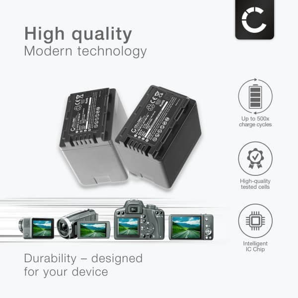 2x Akku kameraan Panasonic HC-VX870, HDC-SD40, HDC-TM80, HDC-SD90, HDC-SD80,HDC-SD60, HDC-HS80 - VW-VBK180 VW-VBK360 VW-VBL090 (3400mAh, 3.7V) tuotemerkiltä subtel