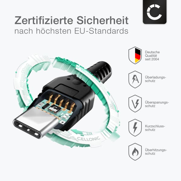 2x Micro-USB Ladekabel 1m Für CAT Handys – Kompatibel Mit S60, S42, S41 Uvm., Schwarz, 1A
