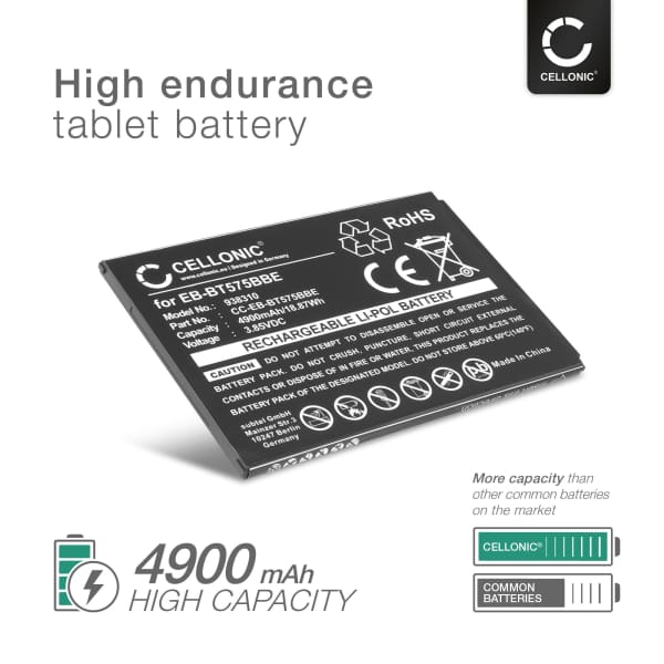 Akku tablettiin Samsung Galaxy Tab Active 3 (SM-T570 / SM-T575) - 4900mAh, EB-BT575BBE, GH43-05039A vaihtoakku