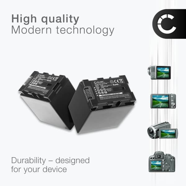 2x Akku kameraan JVC GZ-HM650 GZ-MG750 GZ-MS110 GZ-MS210 GZ-MS215 GZ-MS216 - BN-VG107 -VG108 -VG114 -VG121 (4450mAh, 3.7V) tuotemerkiltä CELLONIC