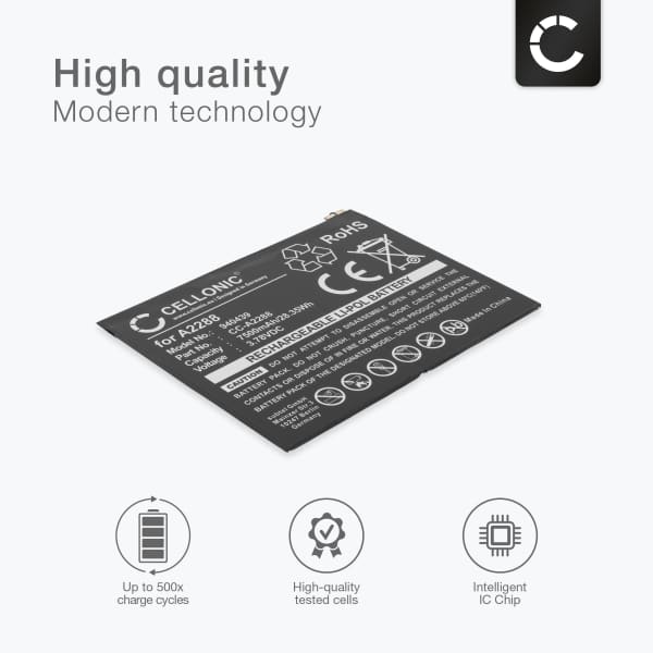 Akku tablettiin Apple iPad Air 4 (2020) - A2072, A2316, A2324, A2325 - 7500mAh, A2288 vaihtoakku