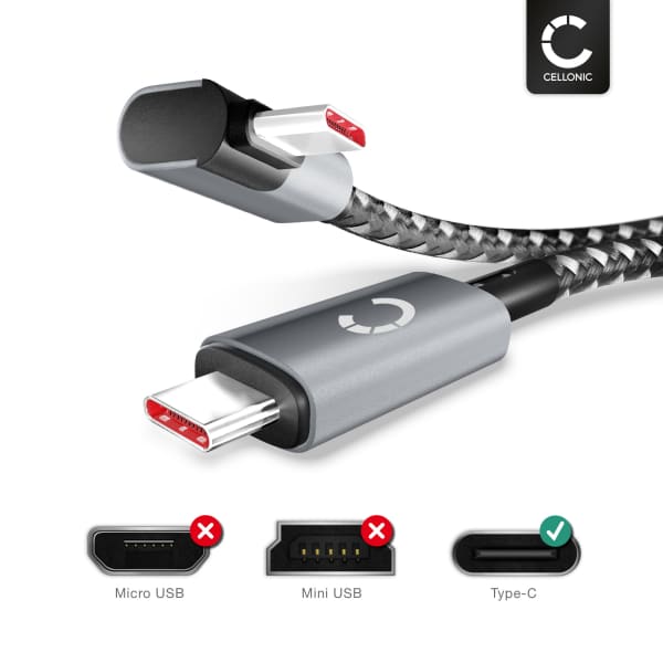 Slabo Cavo USB Type C 1m Nero – Ricarica E Sincronizzazione Veloce Per Sony Xperia L1, L2, XA2, XZ, XZ1 E Compact