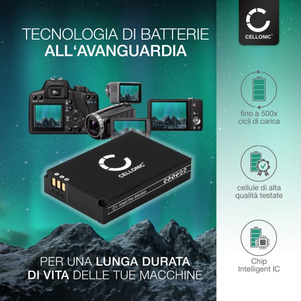 2x Batteria FXDC02 72-011-00 per fotocamera Drift Ghost S, Ghost S HD, Drift HD Ghost Affidabile ricambio da 1750mAh, marca CELLONIC + Caricabatteria