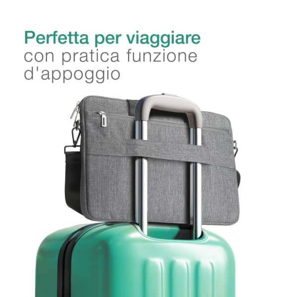 CELLONIC Borsa per laptop 14,1 fino a 15,4 pollici, custodia universale in poliestere grigio per notebook di tutte le marche - Case antiurto, anti-shock, idrorepellente